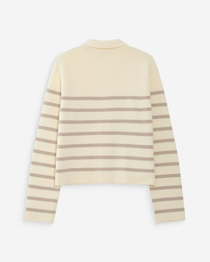 Buttoned shirt-collar cardigan ecru Maelys