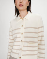 Buttoned shirt-collar cardigan ecru Maelys