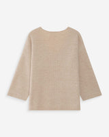 Pull oversize manches 3/4 col V beige Vicenzo