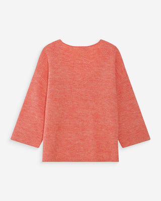 Pull oversize manches 3/4 col V corail Vicenzo