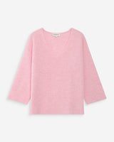 Pull oversize manches 3/4 col V rose Vicenzo