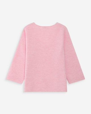 Pull oversize manches 3/4 col V rose Vicenzo