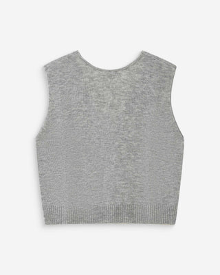 Cardigan sans manches boutonné col V gris Nars