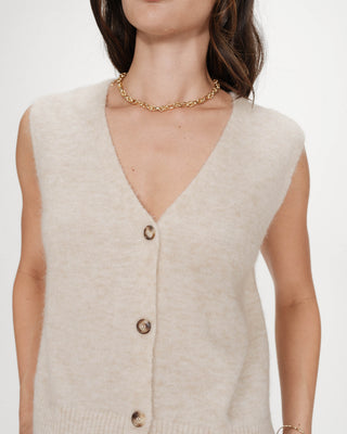 Cardigan sans manches boutonné col V sable Nars
