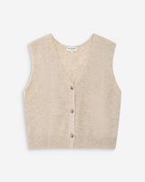 Cardigan sans manches boutonné col V sable Nars