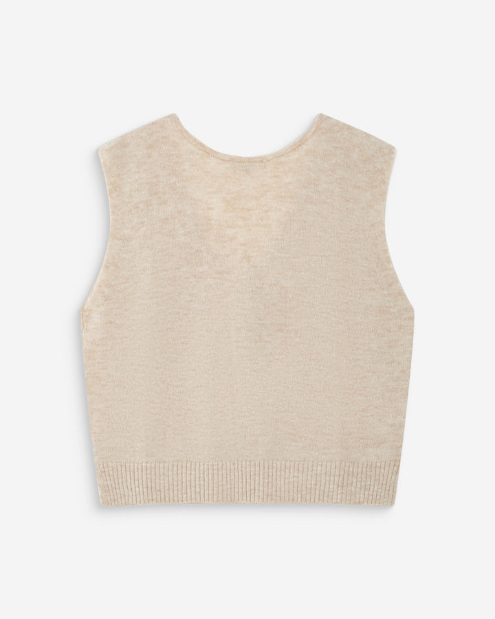Cardigan sans manches boutonné col V sable Nars