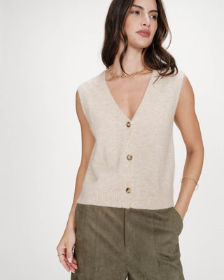 Cardigan sans manches boutonné col V sable Nars