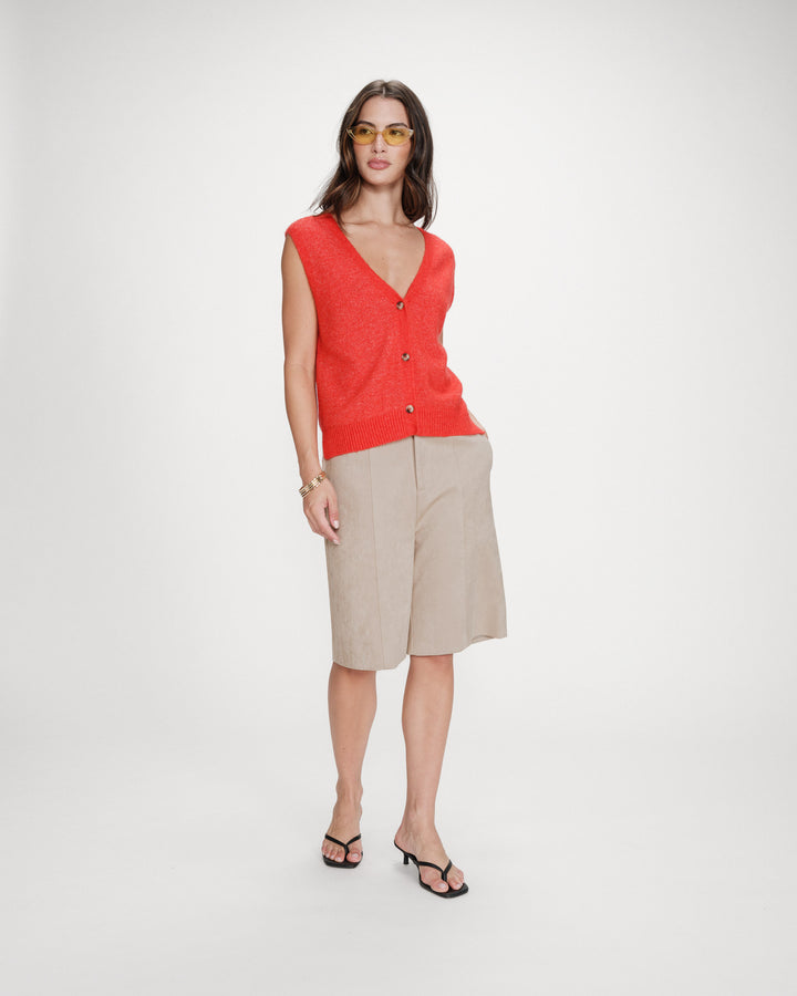 Sleeveless V-neck cardigan with buttons sanguine Nars