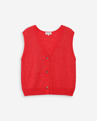 Cardigan sans manches boutonné col V sanguine Nars