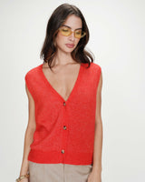 Sleeveless V-neck cardigan with buttons sanguine Nars