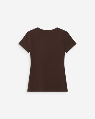 Fitted cotton T-shirt with velvet print chocolat Valerio