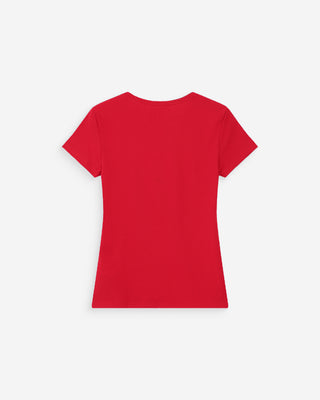 Fitted cotton T-shirt with velvet print rouge Valerio