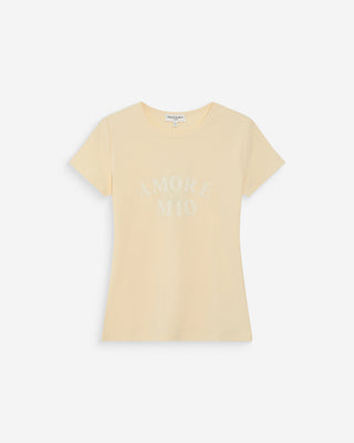 Fitted cotton T-shirt with velvet print vanille Valerio