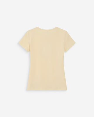 Fitted cotton T-shirt with velvet print vanille Valerio