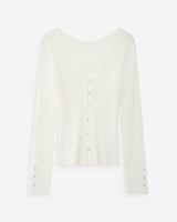 Cardigan ajusté col V manches longues ivoire Volage