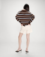 Pull oversize à col polo chocolat Vaporetto