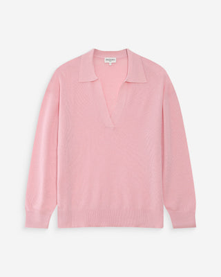 Pull oversize à col polo rose Vaporetto