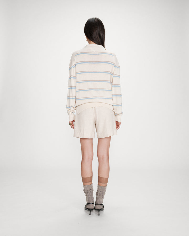 Pull oversize à col polo vanille Vaporetto