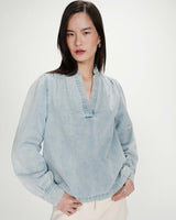 Blouse droite en denim manches longues skyblue Valory
