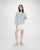 Blouse droite en denim manches longues skyblue Valory