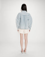 Blouse droite en denim manches longues skyblue Valory