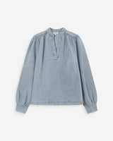 Blouse droite en denim manches longues skyblue Valory
