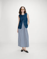 Fitted sleeveless denim jacket with buttons mediumblue Vallon