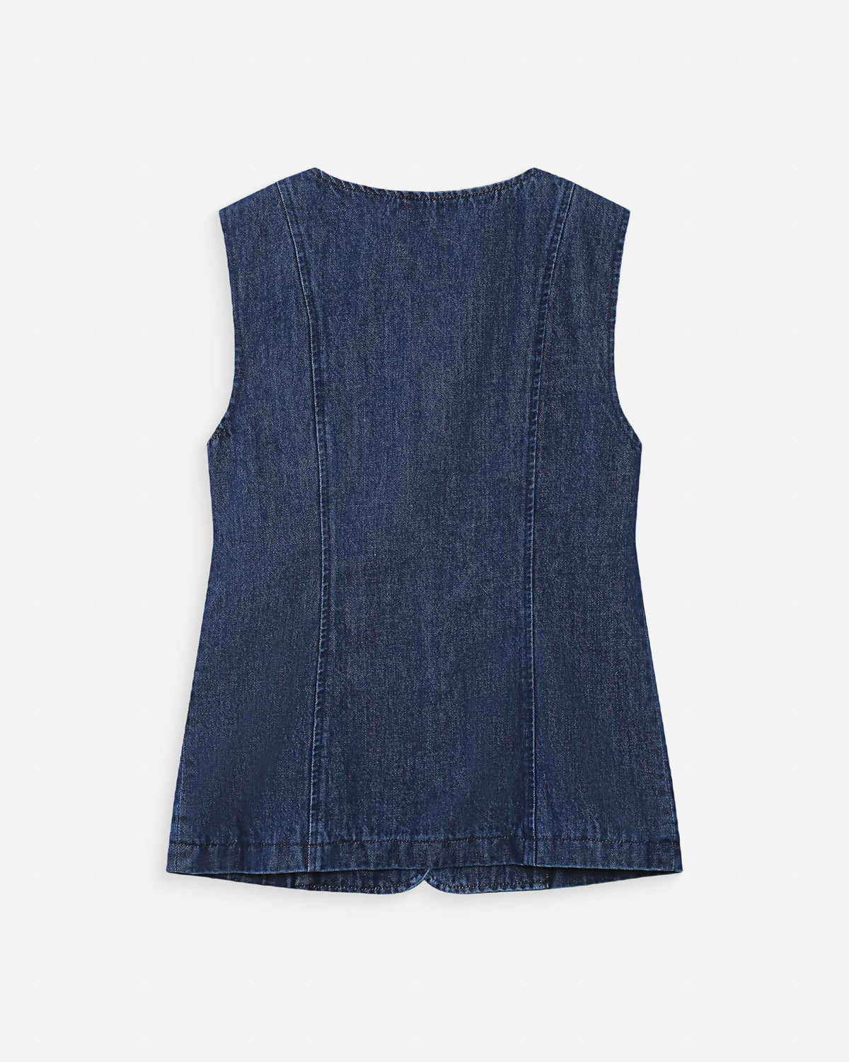 Fitted sleeveless denim jacket with buttons mediumblue Vallon