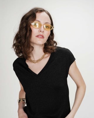 Top de lurex con escote en V noir Valsons