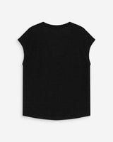 Top col V manches courtes en lurex noir Valsons