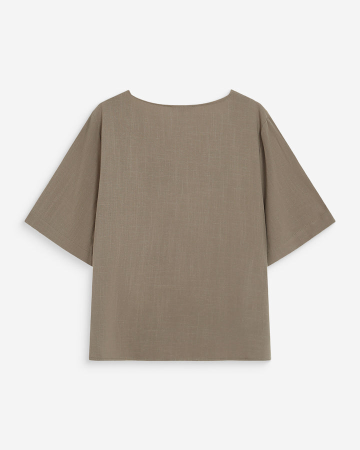 Top manches courtes fluide col V kaki Violon