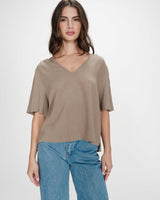 Top manches courtes fluide col V kaki Violon