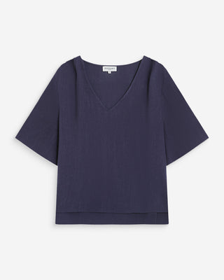 Fluid short-sleeve V-neck top marine Violon
