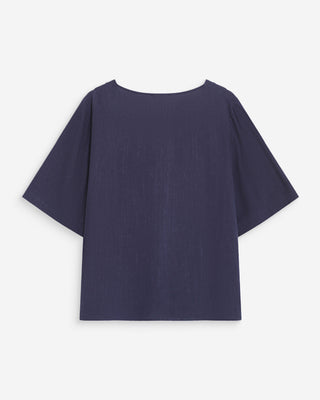 Fluid short-sleeve V-neck top marine Violon