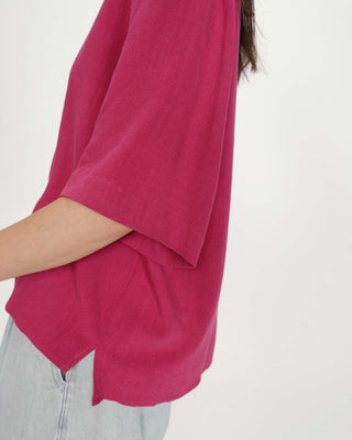 Fluid short-sleeve V-neck top pivoine Violon