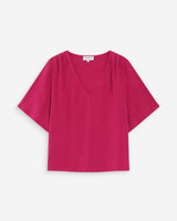 Top manches courtes fluide col V pivoine Violon