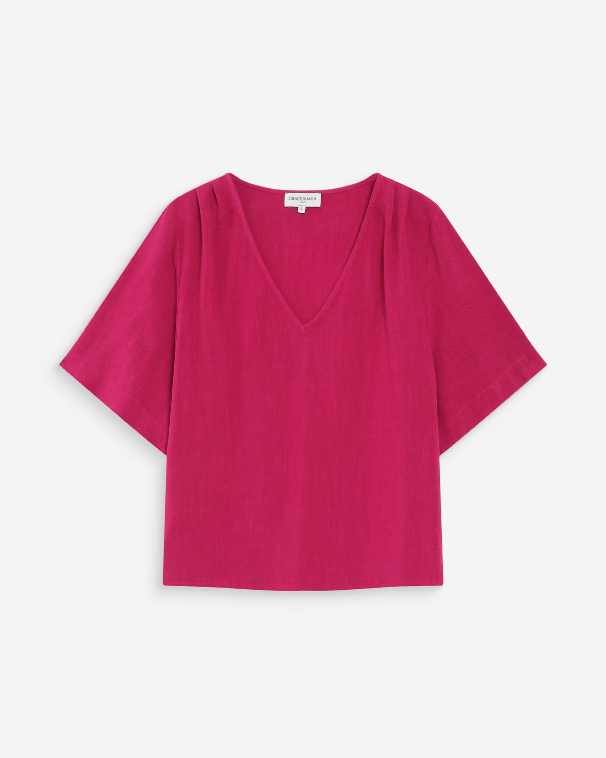 Top manches courtes fluide col V pivoine Violon
