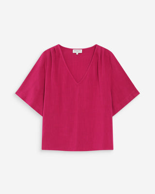 Fluid short-sleeve V-neck top pivoine Violon