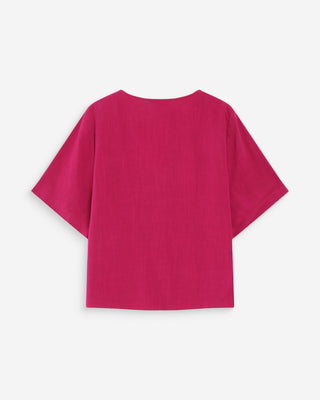 Fluid short-sleeve V-neck top pivoine Violon
