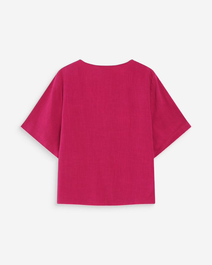Top manches courtes fluide col V pivoine Violon