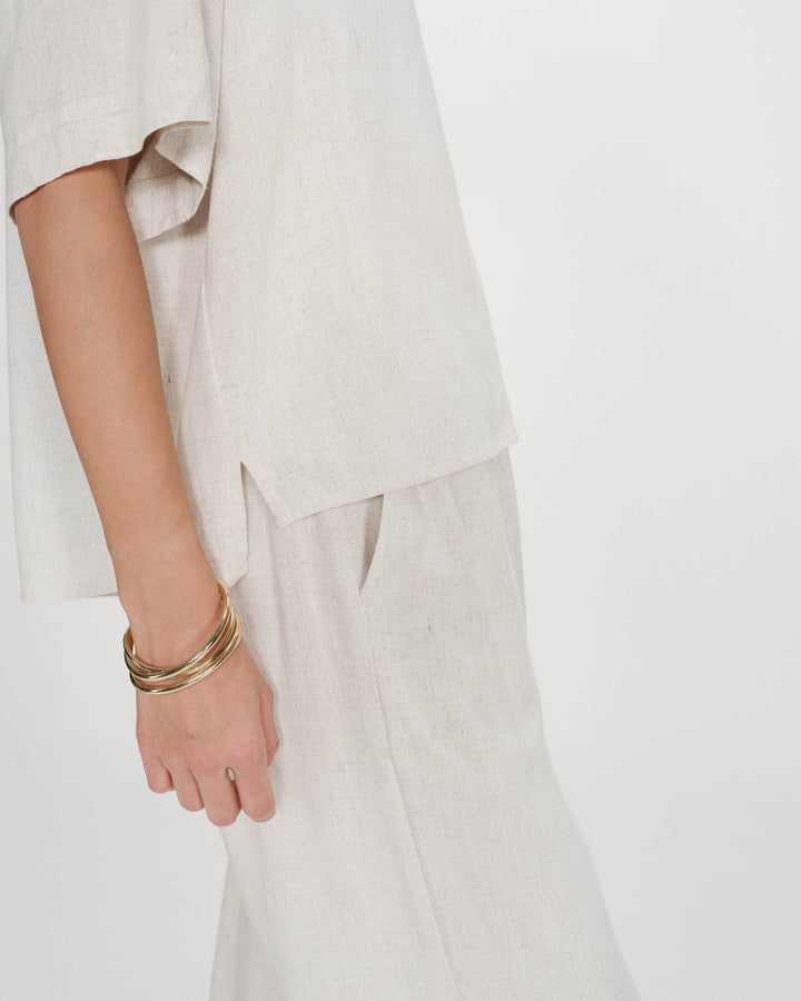 Fluid short-sleeve V-neck top sable Violon