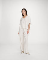 Fluid short-sleeve V-neck top sable Violon