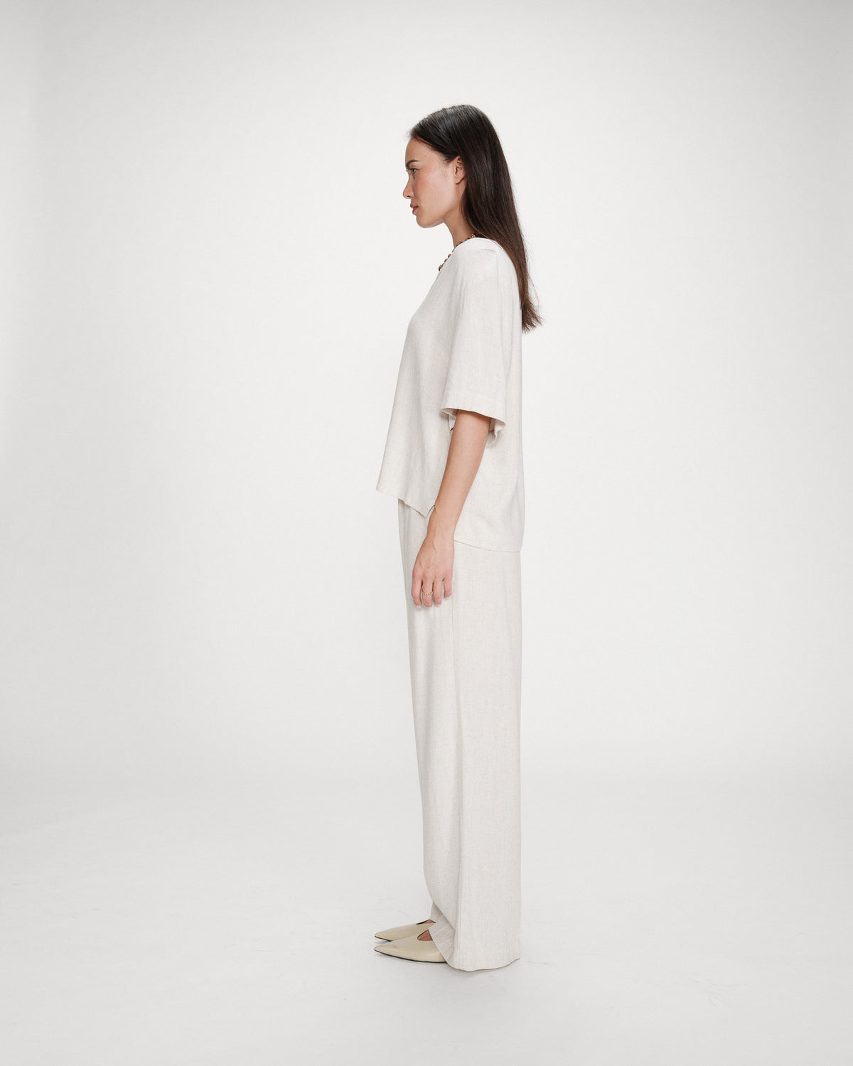 Fluid short-sleeve V-neck top sable Violon