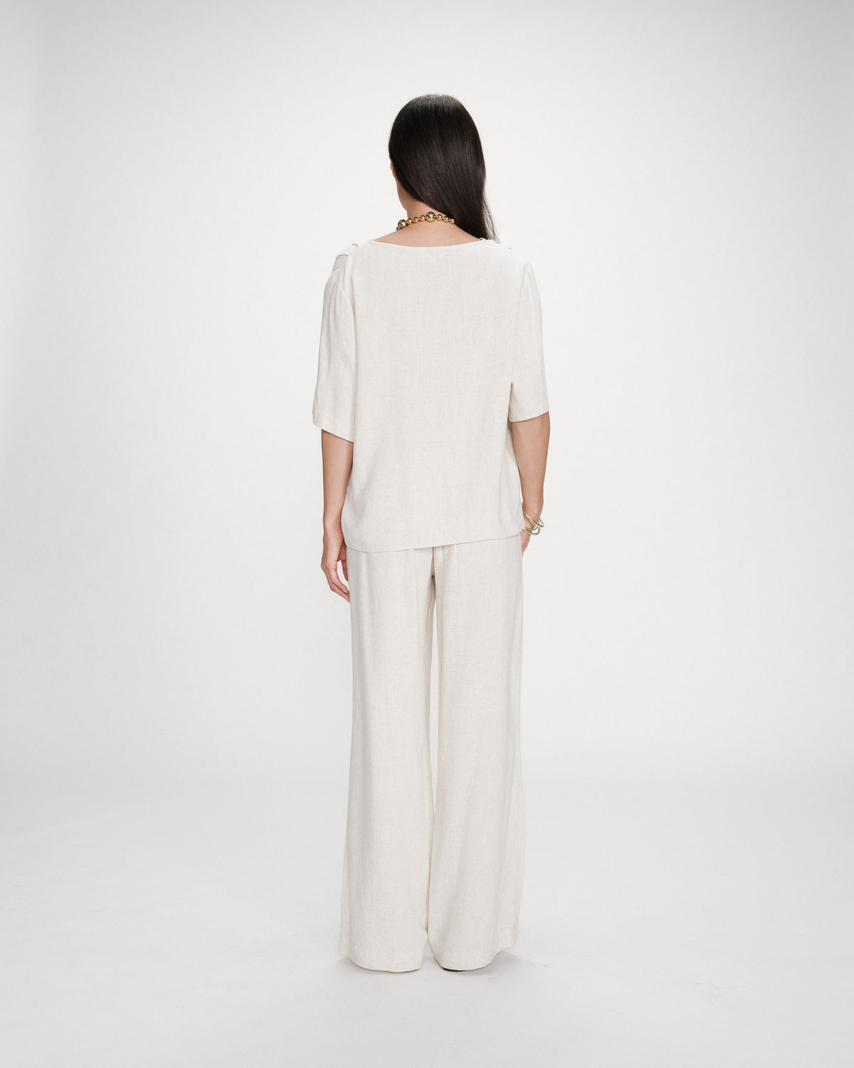 Fluid short-sleeve V-neck top sable Violon