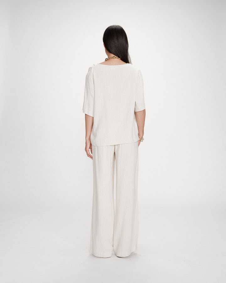 Fluid short-sleeve V-neck top sable Violon