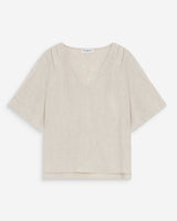 Fluid short-sleeve V-neck top sable Violon