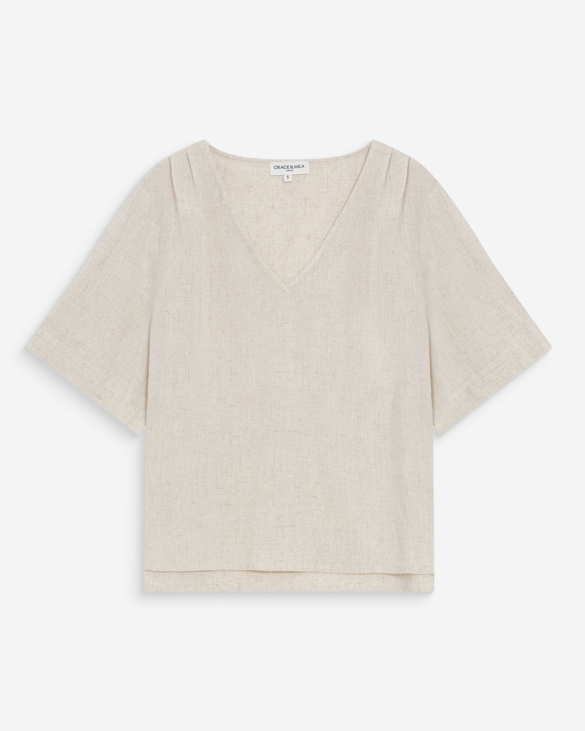 Fluid short-sleeve V-neck top sable Violon