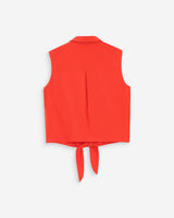 Chemise cintrée en coton à nouer devant sanguine Vero