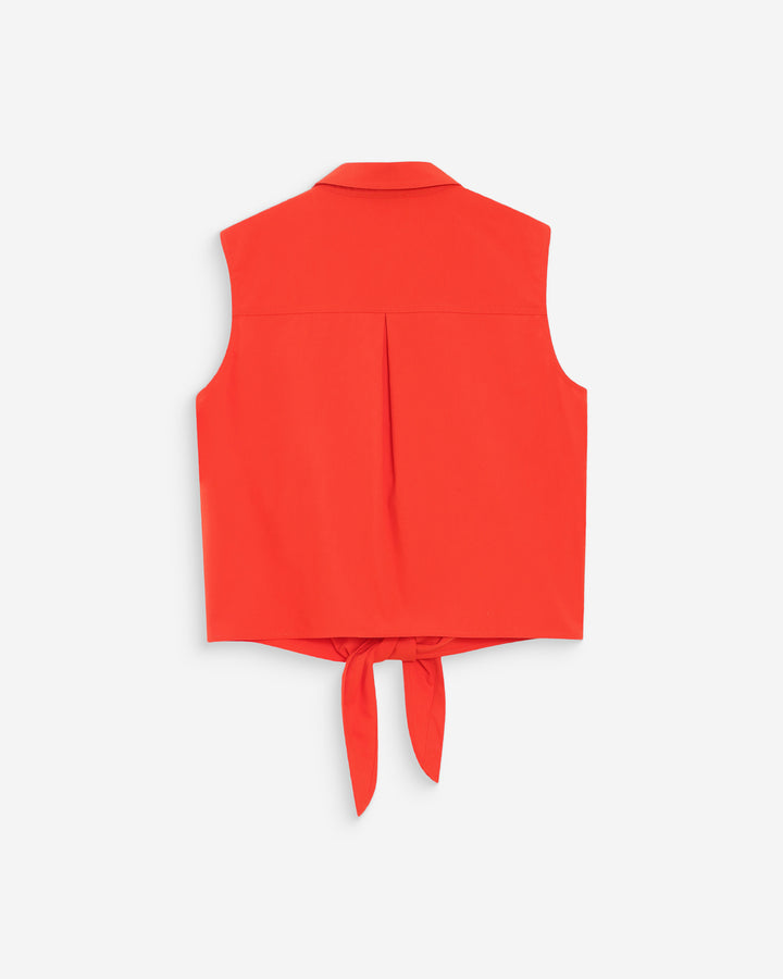 Chemise cintrée en coton à nouer devant sanguine Vero