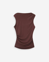 Draped sleeveless high-neck top chocolat Valley